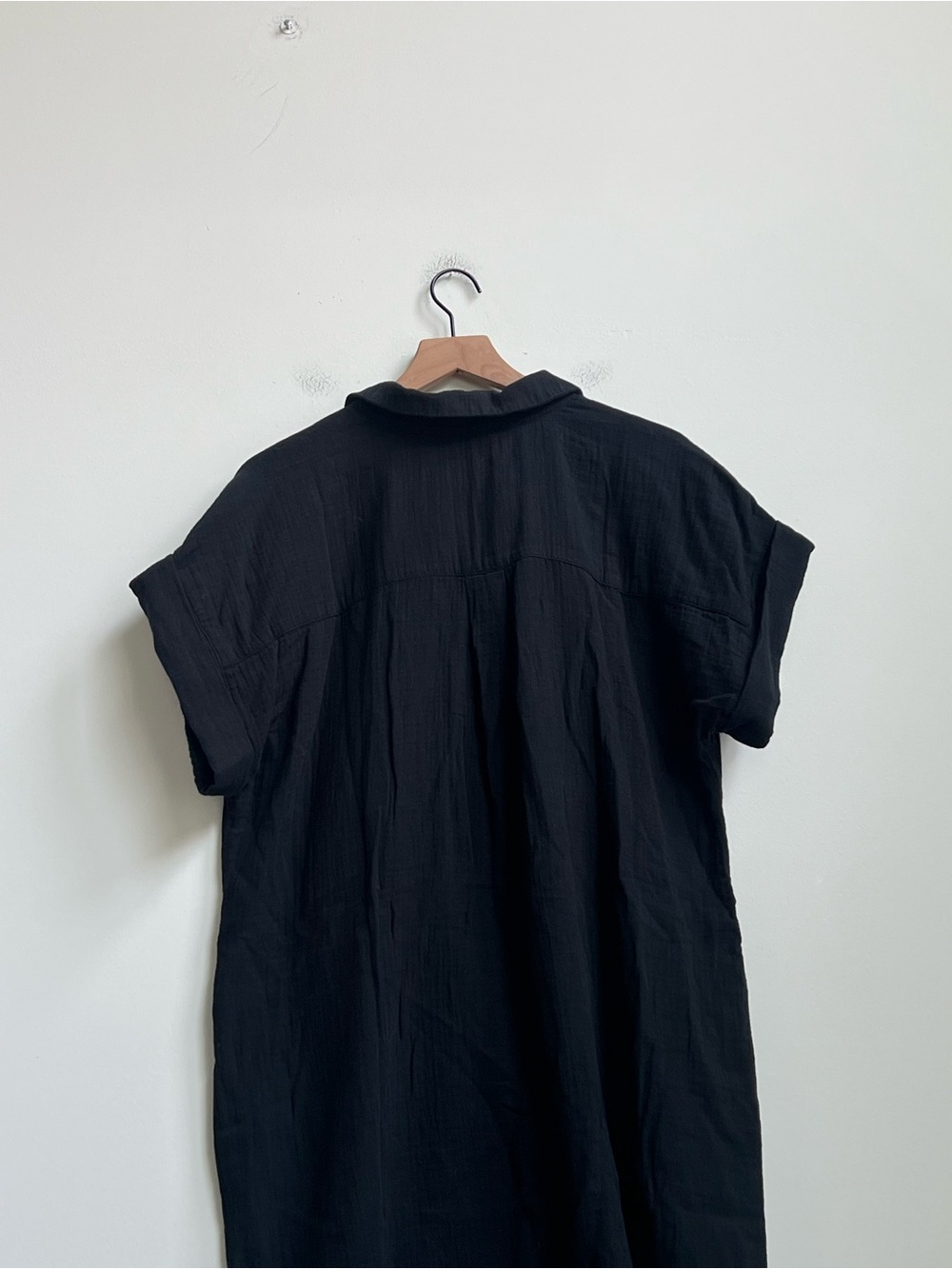 New J. Crew Factory Short-Sleeve Gauze Popover Dress Black Vacation Beach XL - Picture 15 of 16